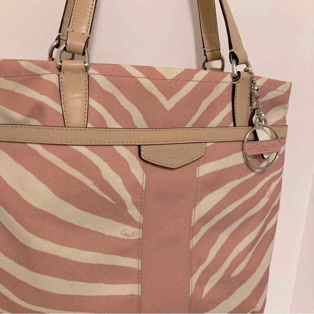 Coach Pink Zebra Print Tote - Picture 5 of 12